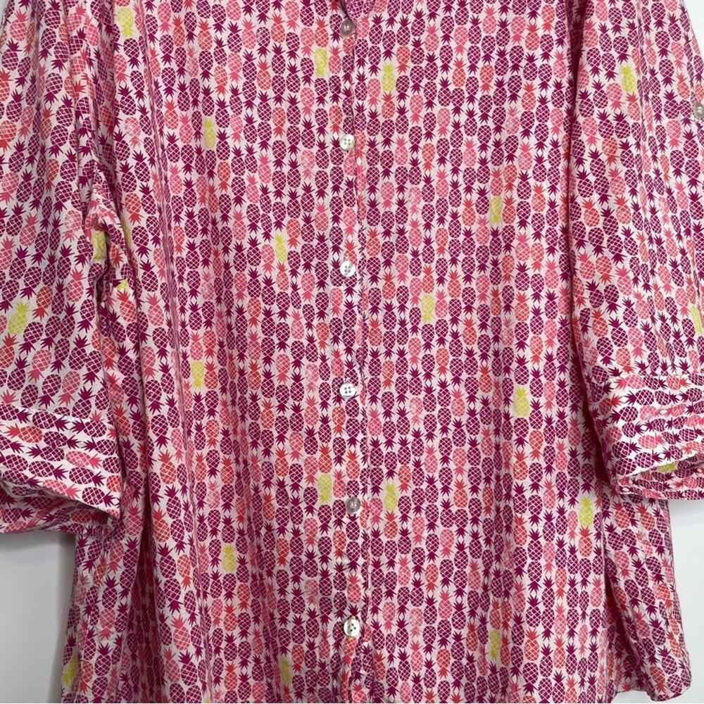 Catherines Pineapple Pattern Button Down Women's … - image 3